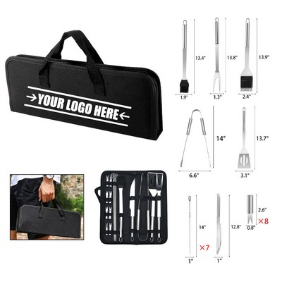 20Pc Bbq Utensil Set Stainless Steel