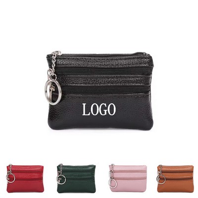 PU Leather Purse Mini Pouch with Keychain