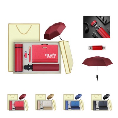 Tumbler And Umbrella Notebook With Usb Flash Pen Gift Box