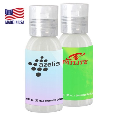 Compact 1 oz. Lotion Clear Round Bottle