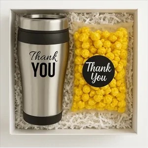 Thank You Gift Set w/Stainless Tumbler & Caramel Popcorn