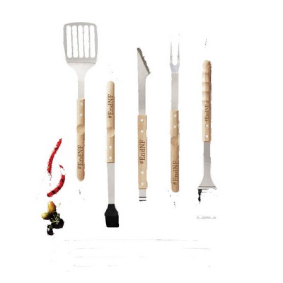9-Piece Wood-Handled BBQ Tool Set