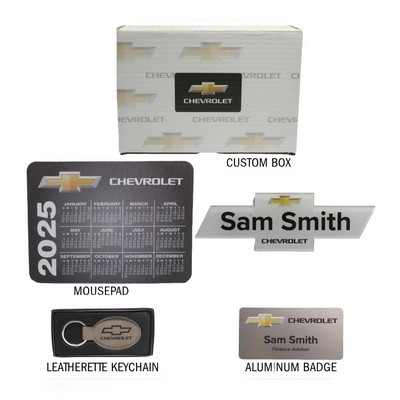 Drive into Success Dealership Employee Brand Kit - Custom Box, Badge, Nameplate, Mousepad, Keychain